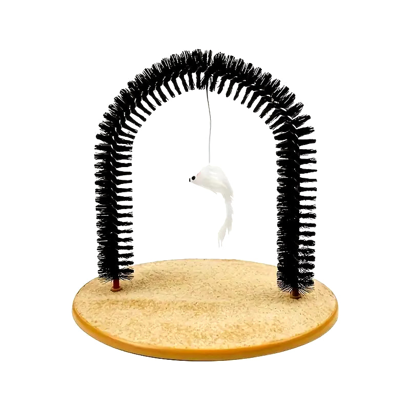 Cat Toy Arch Self Groome Pamper Feline with a Massage Grooming Rubbing Brush with Scratching Pad Toy for Cats Interactive Toys